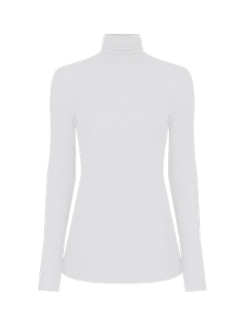 Blusa Second Skin de manga larga y cuello alto en viscosa ligera blanco roto