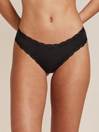 Tanga Brasileña De Modal Y Detalle De Encaje Negro