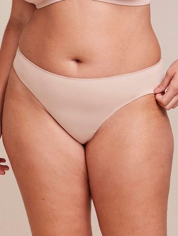 Tanga con laterales anchos de microfibra beige Ballet