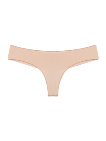 Tanga con laterales anchos de microfibra beige Ballet