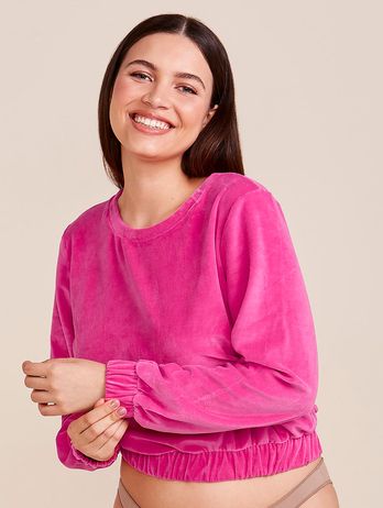 Blusa de manga ancha Felpa Ada rosa Hibiscus