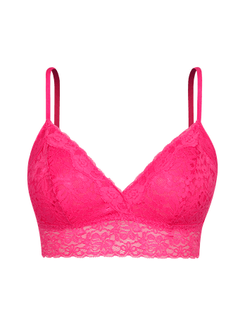 Sujetador con top triangular y copa extraíble de encaje rosa Can Can