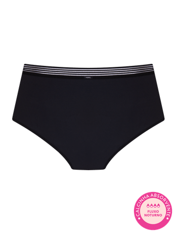 Braguitas Absorbentes De Cintura Alta - Fluxo Nonoturno Flow Preto