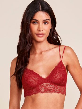 Sujetador Top De Encaje Con Copa Removible Rojo Zaire