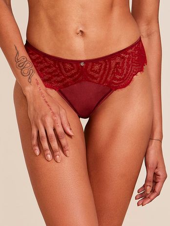 Braguita de bikini de microfibra y encaje de satén rojo