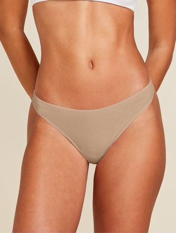Tanga de algodón beige en ante