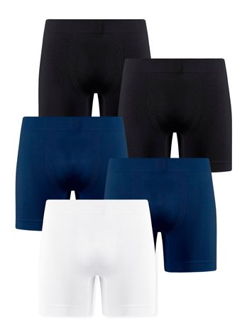 Kit de 5 calzoncillos bóxer ligeros sin costuras en negro, azul cedro y blanco
